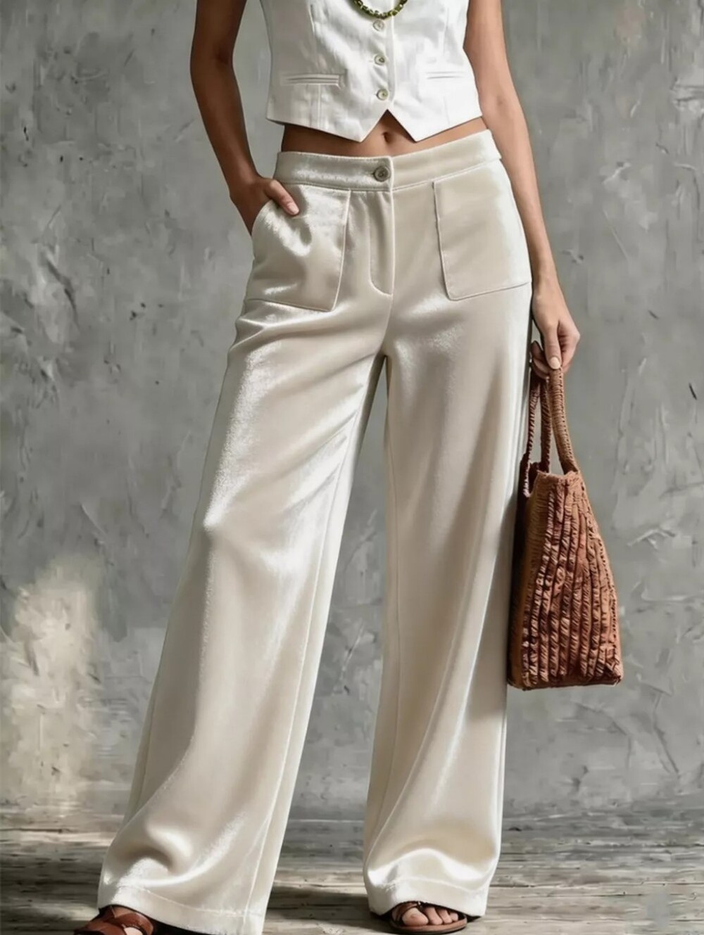 Velvet Wide-Leg Pants